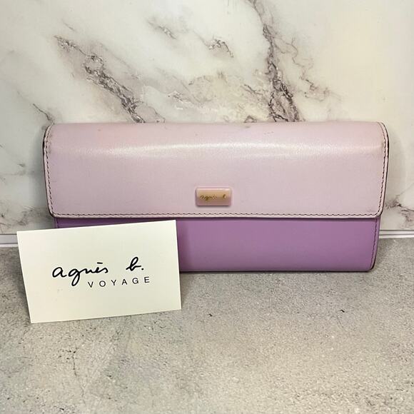 Agnes b. Lavender & Lilac Leather Long Wallet with Authenticity Card - Picture 1 of 14